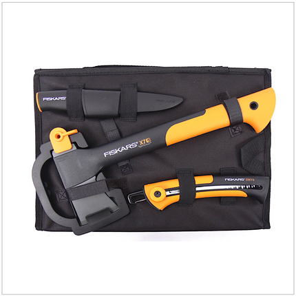 Fiskars Set - Universal Axt X 7 + Handsäge SW 73 + Universal Messer K 40 inkl. Transporttasche ( 129039 ) - Toolbrothers
