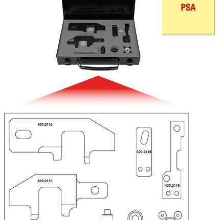 KS TOOLS Serie di utensili per messa in fase motore per PSA, 11 pz ( 400.2115 )