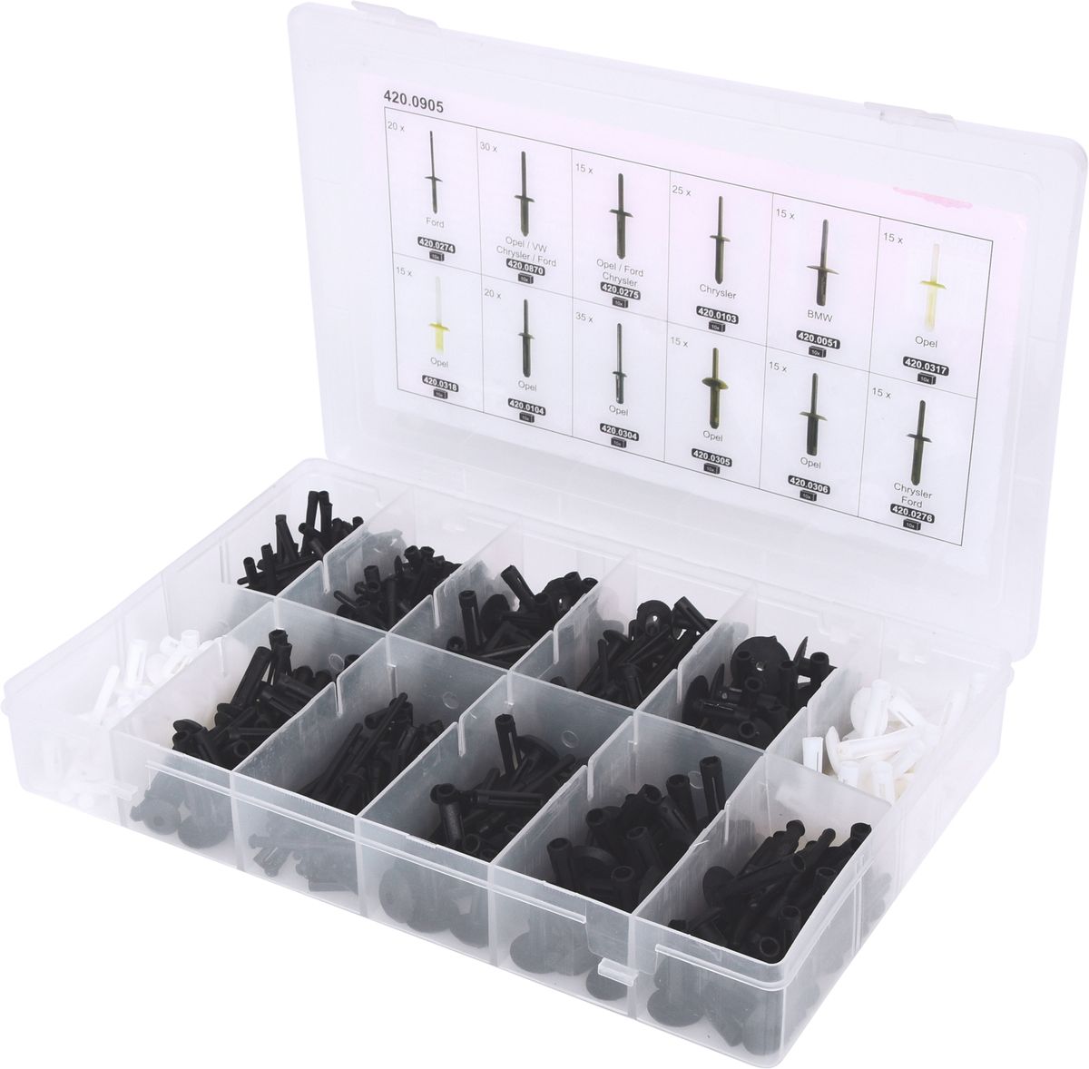 KS TOOLS Befestigungs-Clip-Satz - Kunststoffnieten, 235-tlg ( 420.0905 )