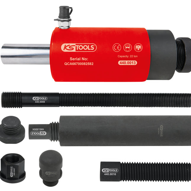 KS TOOLS Druck- und Zug-Hydraulikzylinder-Satz, 22t, 10-tlg ( 440.0010 ) - Toolbrothers