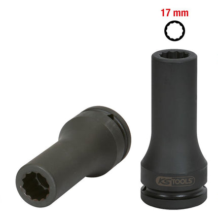 KS TOOLS 3/4" Kraft-Stecknuss Vielzahn, lang, 17mm ( 455.0010 ) - Toolbrothers