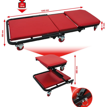 KS TOOLS Fahrbare Liege und Klappsitz, 1040x490mm ( 500.8011 ) - Toolbrothers