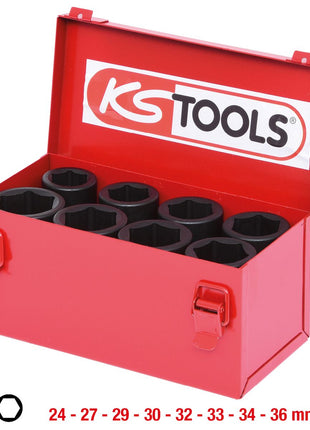 KS TOOLS 3/4" Sechskant-Kraft-Stecknuss-Satz, 8-tlg lang ( 515.0510 ) - Toolbrothers