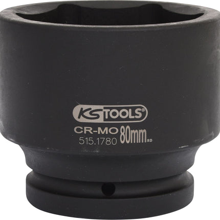 KS TOOLS 1" Sechskant-Kraft-Stecknuss, kurz, 80mm ( 515.1780 ) - Toolbrothers