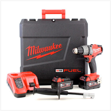 Milwaukee M18 FDD 502C 18 V Brushless Akku Bohrschrauber 2x 5 Ah Red Li-Ion Akku , Lader , Koffer ( 4933451254 ) - Toolbrothers