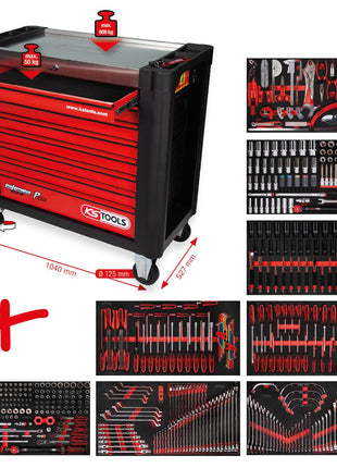 KS TOOLS Performanceplus Werkstattwagen-Satz P25 mit 564 Werkzeugen für 8 Schubladen ( 825.8564 )