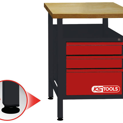 KS TOOLS Banco da lavoro c.3 cassetti, 840x600x600mm  ( 865.0010 )