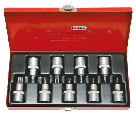 KS TOOLS 1/2" Bit-Stecknuss-Satz, 9-tlg, TB20-TB60 mit Stirnlochbohrung ( 911.1386 ) - Toolbrothers