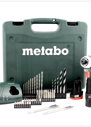 Metabo Power Maxx BS 10,8 V Akku Bohrschrauber im Koffer mit 2 x 2 Ah Akku, Lader, 45 tlg. Bit & Bohrer Set 6.00080.87 - Toolbrothers