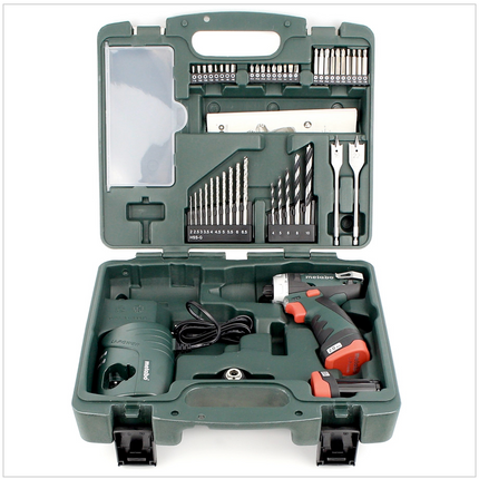 Metabo Power Maxx BS 10,8 V Akku Bohrschrauber im Koffer mit 2 x 2 Ah Akku, Lader, 45 tlg. Bit & Bohrer Set 6.00080.87 - Toolbrothers