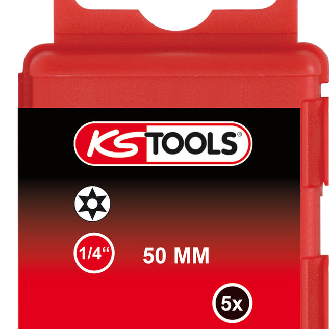 KS TOOLS 1/4" Bit Torx, Bohrung, 50mm, TB10, 5er Pack ( 911.2780 ) - Toolbrothers