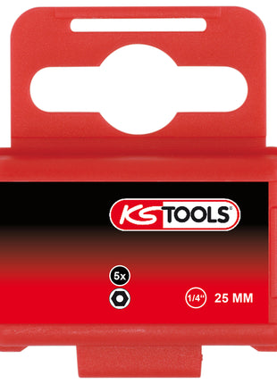 KS TOOLS 1/4" Bit Innensechskant, Bohrung, 25mm, 5/64'', 5er Pack ( 911.2962 ) - Toolbrothers