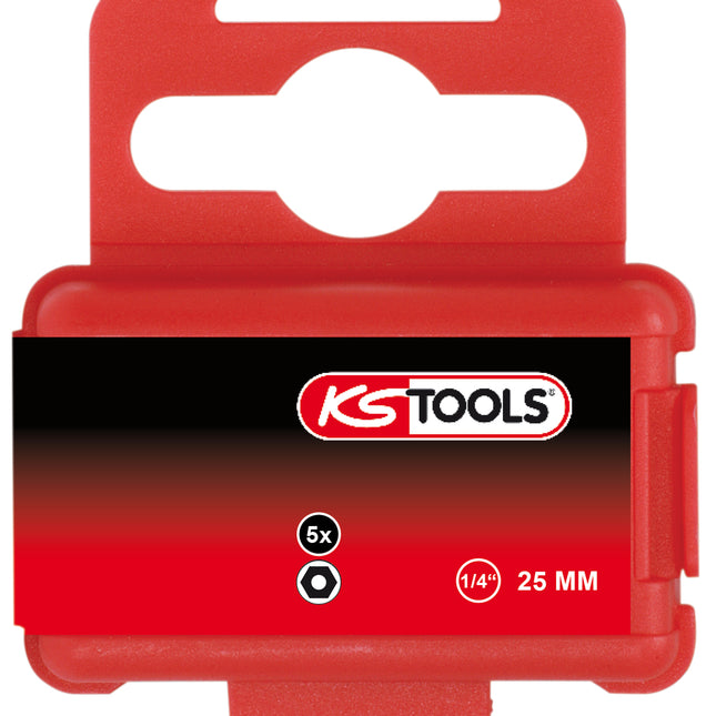 KS TOOLS 1/4" Bit Innensechskant, Bohrung, 25mm, 5/64'', 5er Pack ( 911.2962 ) - Toolbrothers
