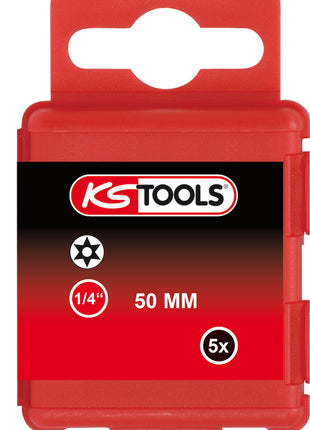 KS TOOLS 1/4" Bit Torx, Bohrung, 50mm, TB6, 5er Pack ( 911.8394 ) - Toolbrothers