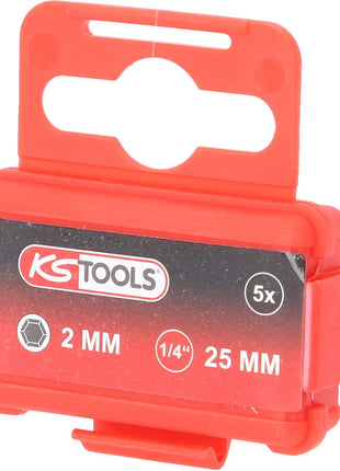 KS TOOLS 1/4" Bit Innensechskant, 25mm, Kugelkopf, 2mm, 5er Pack ( 911.8396 ) - Toolbrothers