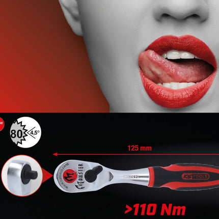 KS TOOLS 1/4" Monster Umschaltknarre, 80 Zahn ( 935.1490 ) - Toolbrothers