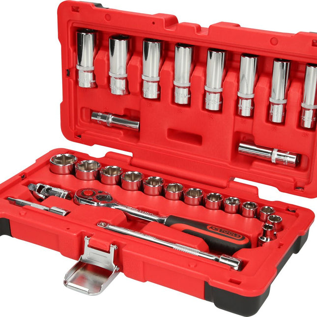 KS TOOLS 3/8" CHROMEplus Steckschlüssel-Satz, 27-tlg ( 958.0627 ) - Toolbrothers