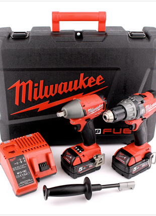 Milwaukee M18 PP2B-502C Akku Schlagbohrschrauber + Schlagschrauber Set 18 V inkl. 2x 5Ah Akku, Ladegerät, Koffer - Toolbrothers