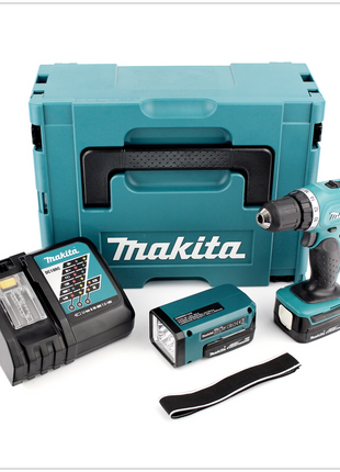 Makita DDF 343 RYLJ 14,4V Akku Bohrschrauber mit 2x 1,5 Ah Akku, Ladegerät, BML 146 Lampe im Makpac - Toolbrothers