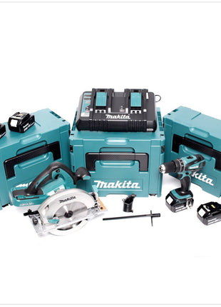 Makita DLX 2084 PMJ 18 V - Set: DHP 456 + DHS 710 + 4 x 4,0 Ah Akku + DC18RD Ladegerät in 3 x Makpac - Toolbrothers