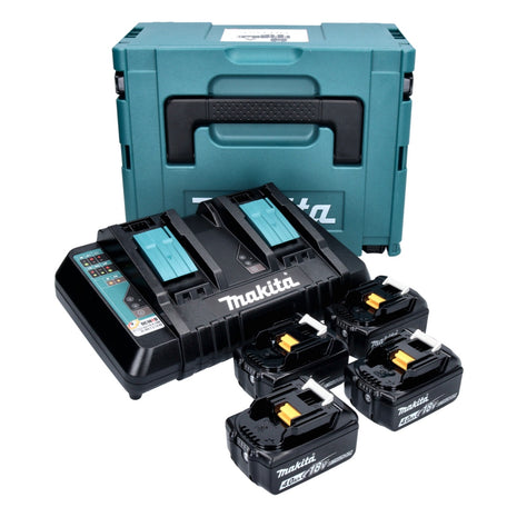 Makita Power Source Kit 18 V mit 4x BL 1840 B Akku 4,0 Ah ( 4x 197265-4 ) + DC 18 RD Doppelladegerät ( 196933-6 ) + Makpac - Toolbrothers