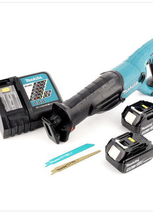 Makita DJR 182 18V Li-ion Akku Recipro Säbelsäge mit Ladegerät, zwei 5 Ah Akkus und 2 Sägeblättern - Toolbrothers