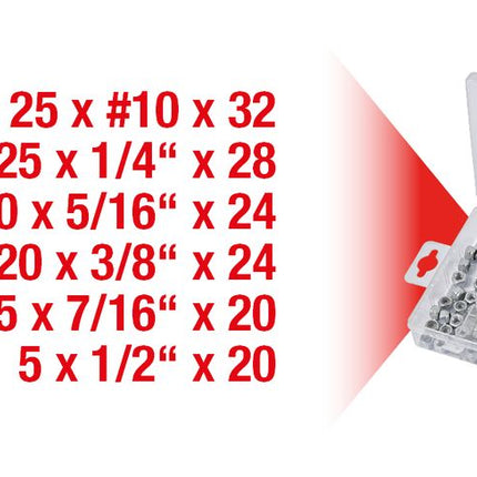 KS TOOLS Sortiment Muttern, selbstsichernd, UNF, 100-tlg ( 970.0490 ) - Toolbrothers
