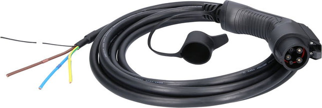 KS TOOLS Cavo di ricarica efuturo diritto, estremità aperta su connettore tipo 1 per il collegamento a una wallbox, 1 fase, fino a 7,4 kW, 32 A, 230 V, modalità 3, 5 metri ( 117.7225 )