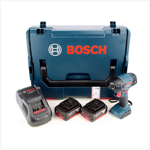 Bosch GDR 18 V-LI 18 V Akku Drehschlagschrauber in L-Boxx, Schnellladegerät und 2x GBA 6 Ah Akku