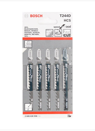 Bosch T 244 D Stichsägeblätter Speed for Wood 5 Stk. 100 mm ( 2608630058 ) - Toolbrothers