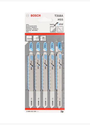 Bosch T 318 A Stichsägeblätter Basic for Metal 5 Stk. 132 mm ( 2608631319 ) - Toolbrothers