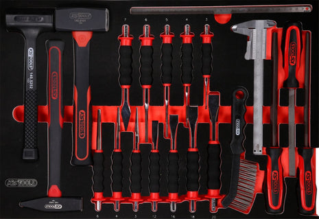 KS TOOLS Hammer- / Meißel- / und Feilen-Satz in Schaumstoffeinlage, 21-tlg ( 811.0021 ) - Toolbrothers