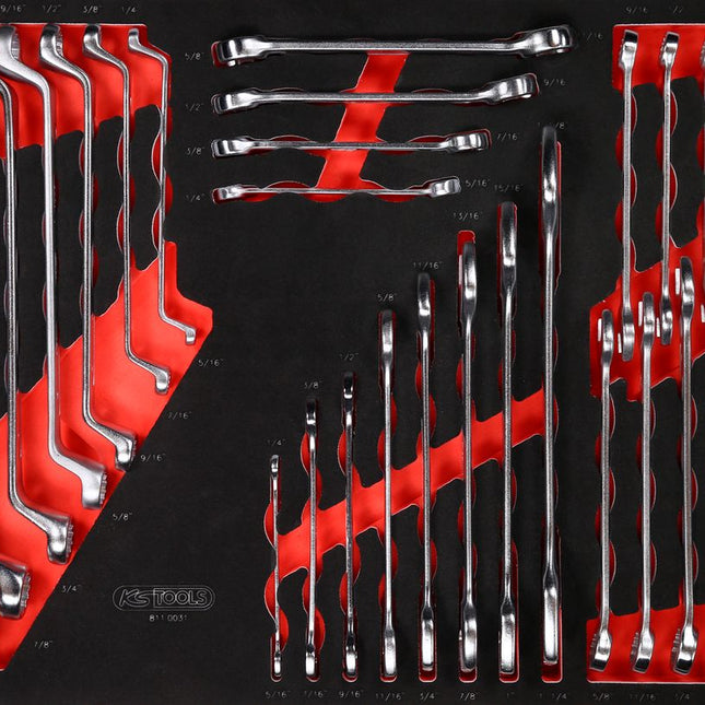 KS TOOLS Schraubenschlüssel-Satz in Schaumstoffeinlage, 31-tlg, Zoll ( 811.0031 ) - Toolbrothers