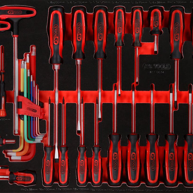 KS TOOLS Serie di giraviti nell'inserto in schiuma, 34 pz ( 811.0034 )