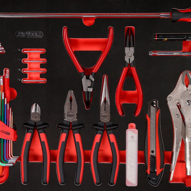 KS TOOLS Serie di pinze e chiavi maschio piegate nell'inserto in schiuma, 45 pz ( 811.0045 )