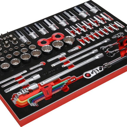 KS TOOLS 1/4'' + 3/8'' + 1/2'' Steckschlüssel-Satz in Schaumstoffeinlage, 92-tlg, Zoll ( 811.0092 ) - Toolbrothers