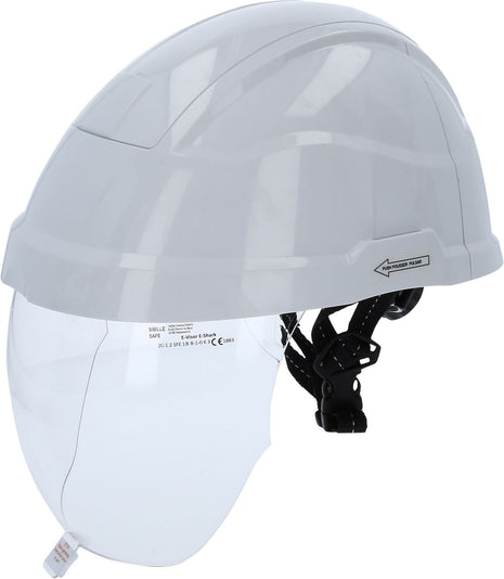 KS TOOLS casco de seguridad laboral con protección facial, blanco (117.0118)