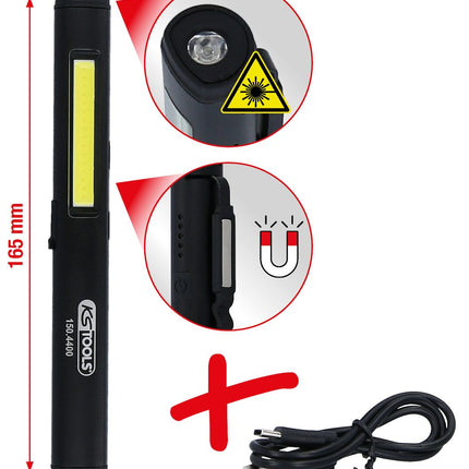 KS TOOLS LED COB Stripe Inspektionslampe 350 Lumen mit UV-Spot LED und Laserpointer ( 150.4400 ) - Toolbrothers
