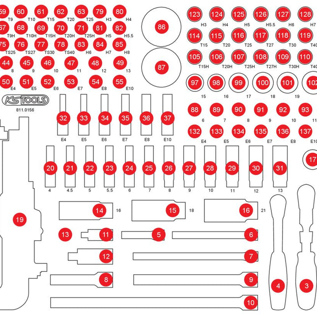 KS TOOLS Inserto in schiuma vuoto per 811.0156 ( 811.0156-97 )