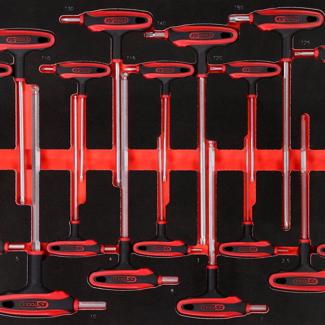 KS TOOLS Serie di chiavi maschio piegate con impugnatura a T nell'inserto in schiuma, 18 pz ( 811.1018 )