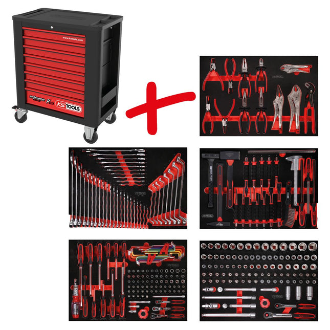 KS TOOLS Serie carrello da officina Performanceplus P15 con 279 utensili per 5 cassetti ( 815.5279 )