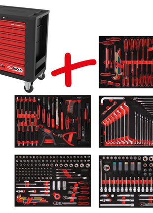 KS TOOLS Performanceplus Werkstattwagen-Satz P15 mit 299 Werkzeugen für 5 Schubladen ( 815.5299 )