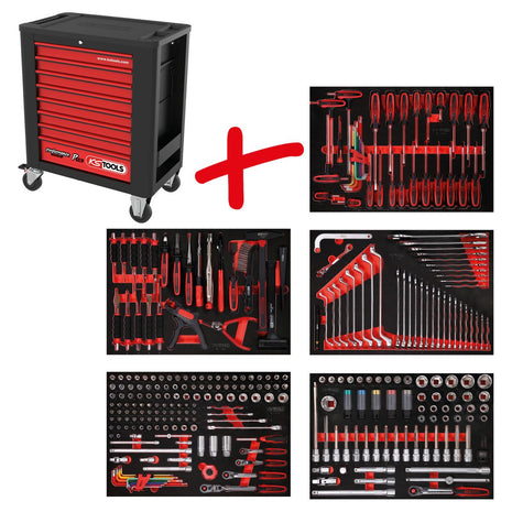 KS TOOLS Composition pour servante d’atelier Performanceplus P15 avec 299 outils pour 5 tiroirs ( 815.5299 )