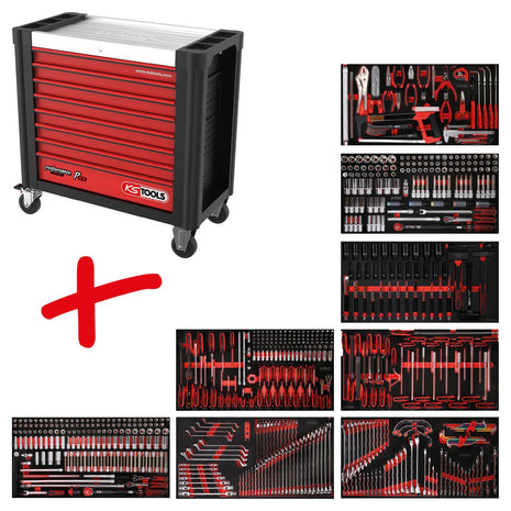 KS TOOLS Composition pour servante d’atelier Performanceplus P25 avec 660 outils pour 8 tiroirs ( 825.8660 )