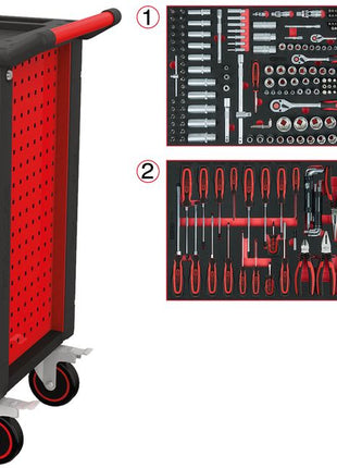 KS TOOLS RACINGline SCHWARZ/ROT Werkstattwagen mit 7 Schubladen und 515 Premium-Werkzeugen ( 826.7515 )