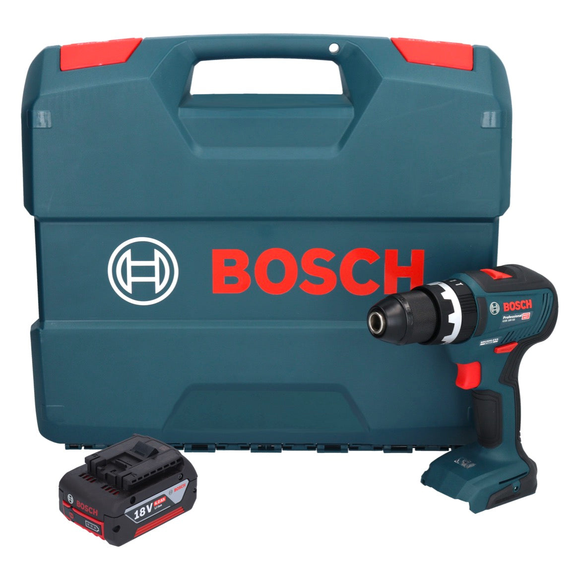 Bosch GSB 18V-55 Trapano a percussione professionale a batteria 18 V 55 Nm brushless + 1x batteria ricaricabile 4,0 Ah + valigetta - senza caricabatterie