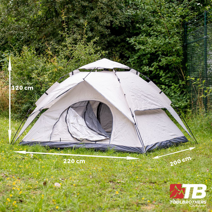 Toolbrothers Tenda da campeggio all'aperto per 2-4 persone Tenda a cupola idraulica Tenda pop-up Impermeabile, 2000 mm di colonna d'acqua + materasso isolante