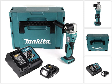 Makita DDA 351 RA1J Akku Winkelbohrmaschine 18 V 13,5 Nm + 1x Akku 2,0 Ah + Ladegerät + Makpac - Toolbrothers