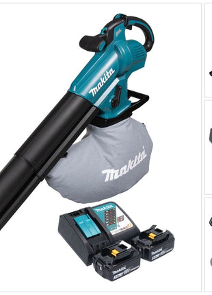 Makita DUB 187 RF2 Akku Laubbläser und Laubsauger 18 V Brushless + 2x Akku 3,0 Ah + Ladegerät