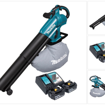 Makita DUB 187 RF2 Akku Laubbläser und Laubsauger 18 V Brushless + 2x Akku 3,0 Ah + Ladegerät